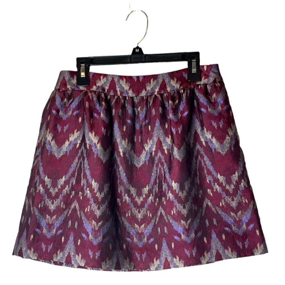 Gryphon New‎ York Purple Wool Blend Pleated A Line Jacquard Mini Skirt Size XS